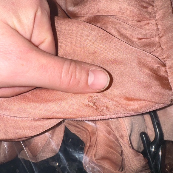 NWT IEENA for Mac Duggal Tiered Ruffle Chiffon High Low Gown Dress Blush Pink 4 - Picture 9 of 10